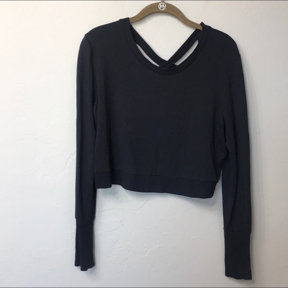 Alo Yoga Black Cropped Sweatshirt Small